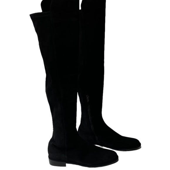 STUART WEITZMAN BOOTS WOMEN'S SZ 6 BLACK SUEDE LOW HEEL KNEE BOOT